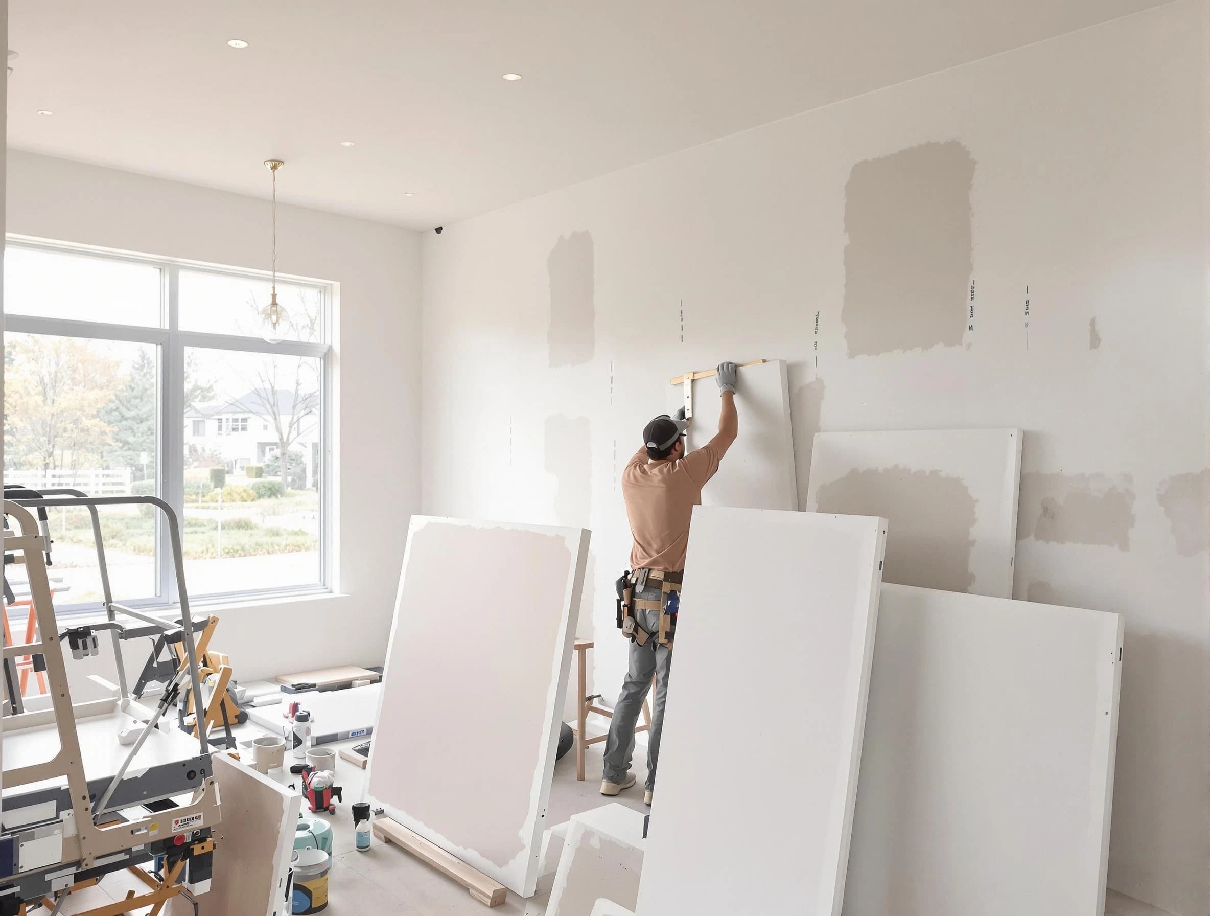 University Heights House Painters precisely hanging drywall sheets in University Heights, OH