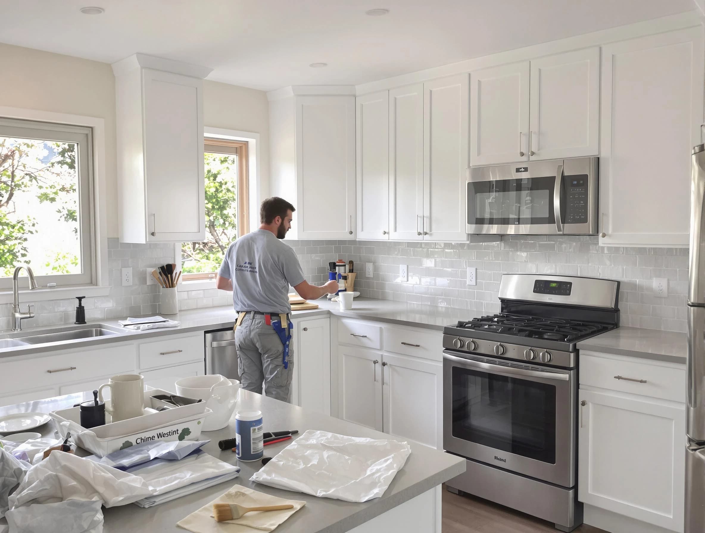 University Heights House Painters applying fresh paint on kitchen cabinets in University Heights